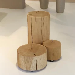 Team 7 Beistelltische|Naturholzzylinder Eiche Silber Dreiteilig