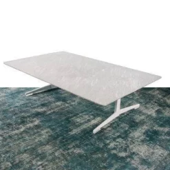 Flexform Beistelltische|Outdoor Beistelltisch Fly Platte Silbergneis Gestell Weiß