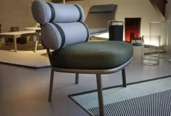 Kettal Gartenstühle|Outdoor Clubsessel Roll Bezug Sitzkissen Stoff Dedar Lam 288 Grün Gestell Aluminium Galena 105