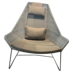 Cane Line Loungemöbel|Outdoor Highbacksessel Breeze Fasergeflecht Grau Stahlgestell Grau Verzinkt