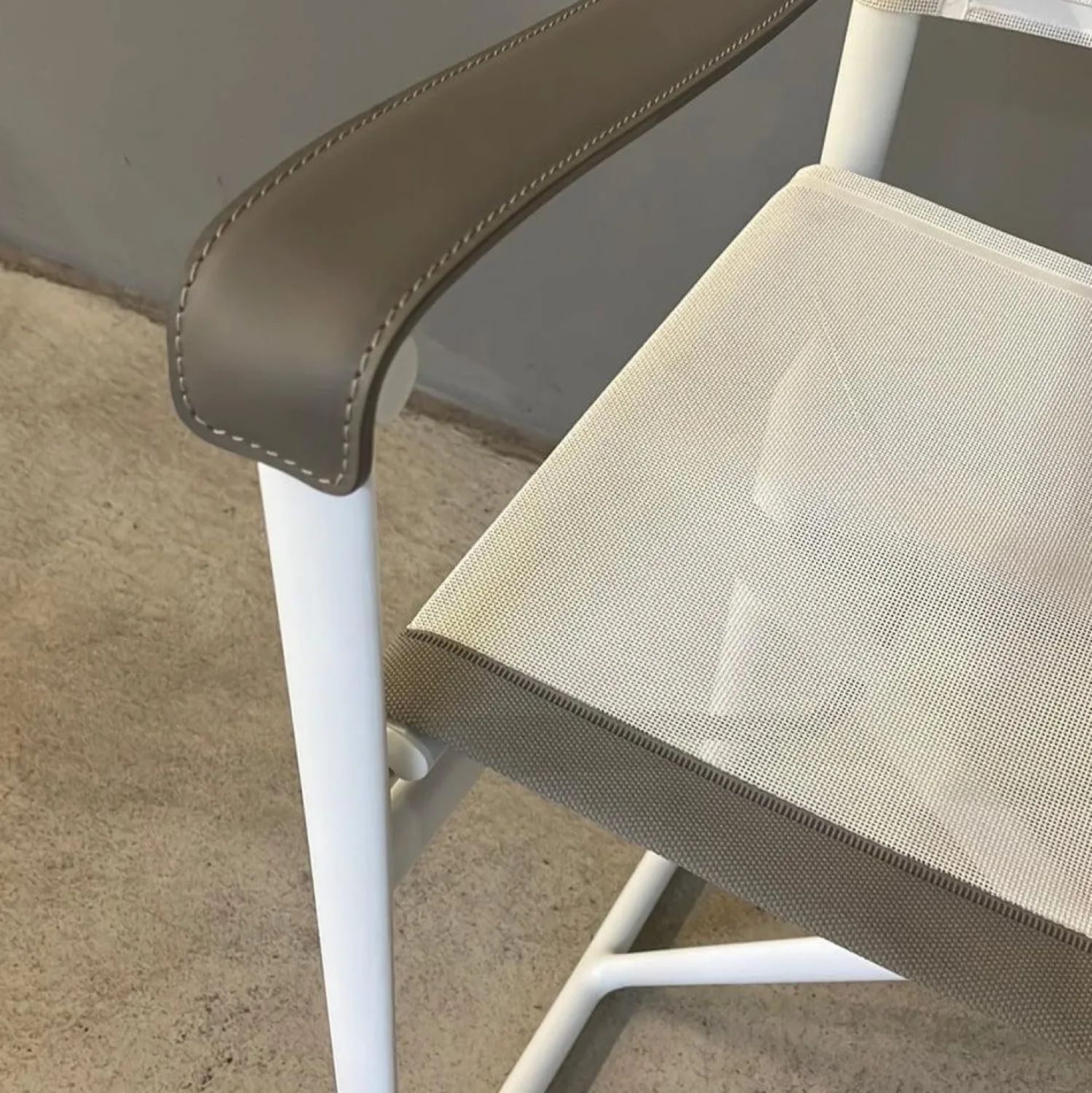 B&B Italia Gartenstühle|Outdoor Klappstuhl Mirto Stoff 2445102 Stige Weiß Natur Gestell 0186V Weiß Lackiert