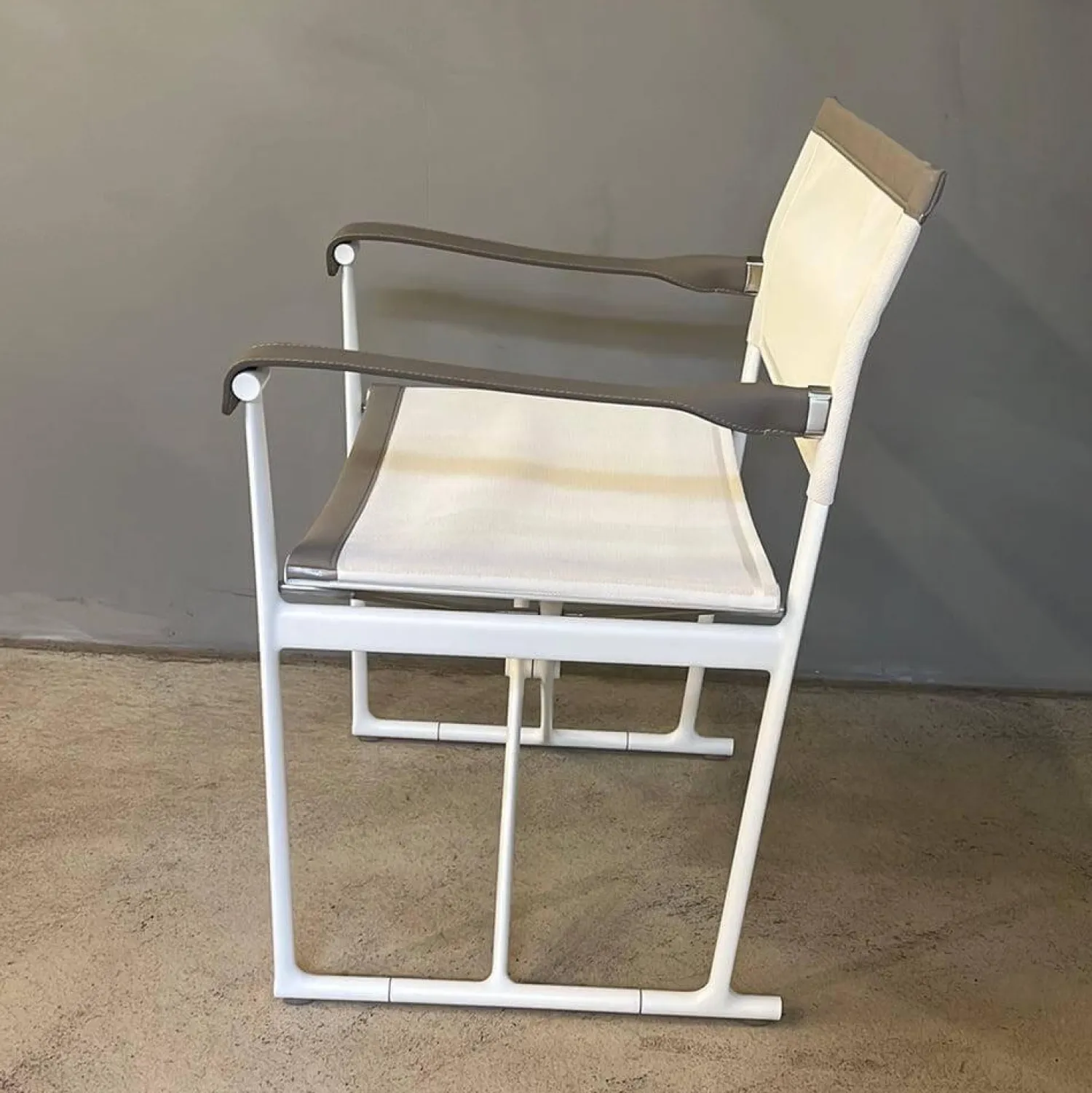 B&B Italia Gartenstühle|Outdoor Klappstuhl Mirto Stoff 2445102 Stige Weiß Natur Gestell 0186V Weiß Lackiert