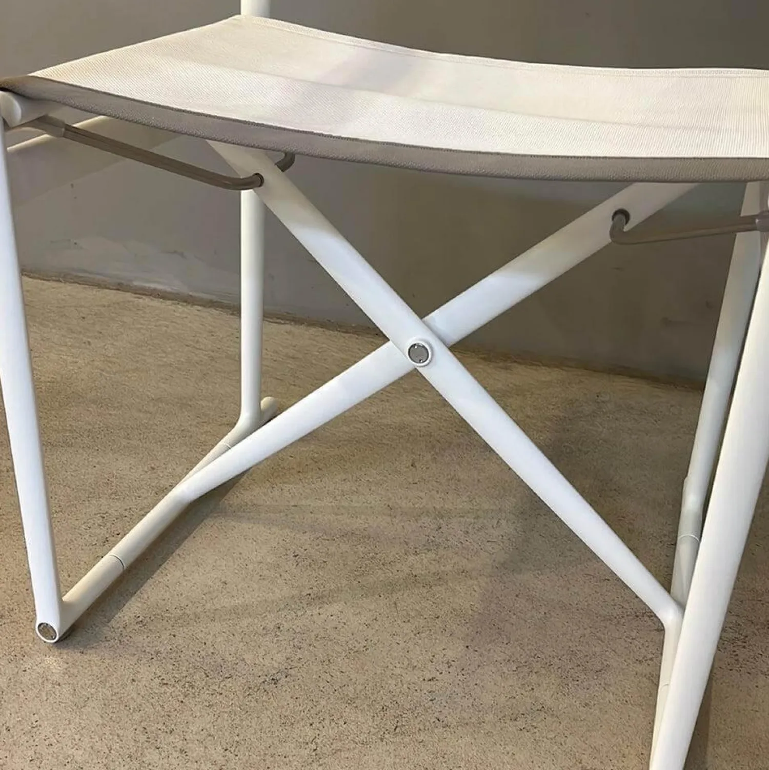 B&B Italia Gartenstühle|Outdoor Klappstuhl Mirto Stoff 2445102 Stige Weiß Natur Gestell 0186V Weiß Lackiert