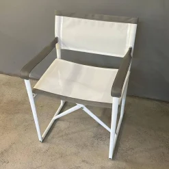 B&B Italia Gartenstühle|Outdoor Klappstuhl Mirto Stoff 2445102 Stige Weiß Natur Gestell 0186V Weiß Lackiert