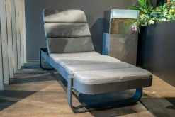 Cane Line Gartenliegen|Outdoor Liege Cut AirTouch Grey Grau Gestell Aluminium Dark Grey Dunkelgrau Mit Verstellbarer Ruckenlehne