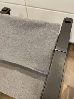 COR Loungemöbel|Outdoor Sessel Farmer Stoff Mittelgrau Gestell Und Füße Massivholz Schwarz Geölt Mit Hocker