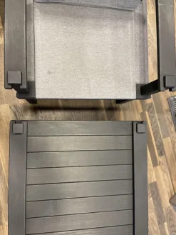 COR Loungemöbel|Outdoor Sessel Farmer Stoff Mittelgrau Gestell Und Füße Massivholz Schwarz Geölt Mit Hocker