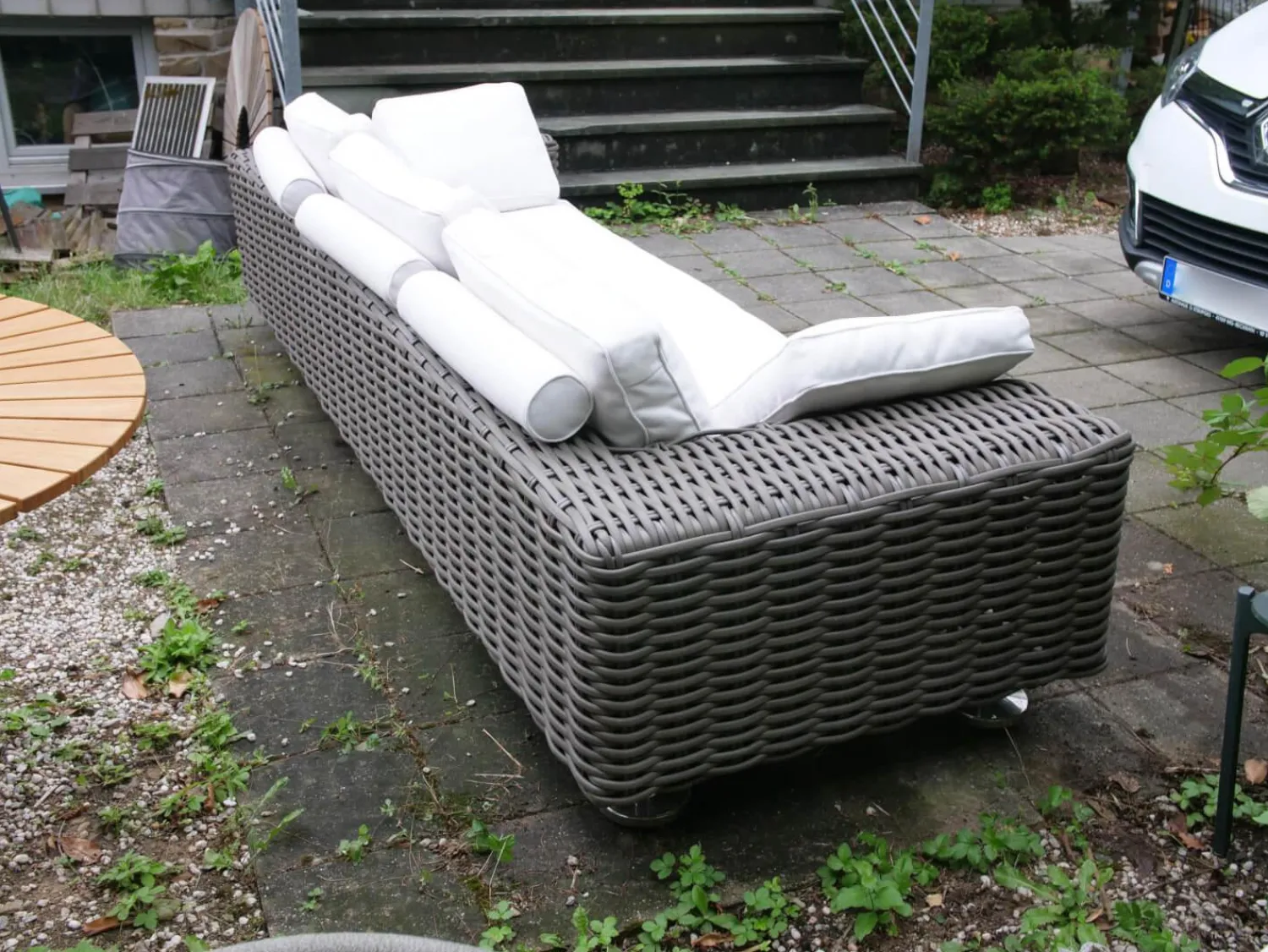 DEDON Loungemöbel|Outdoor Sofa 3 Sitzer Paros Farbe Silt Mit Kissenset Dry+ Plush Farben Linen Off White Inklusive Rolle