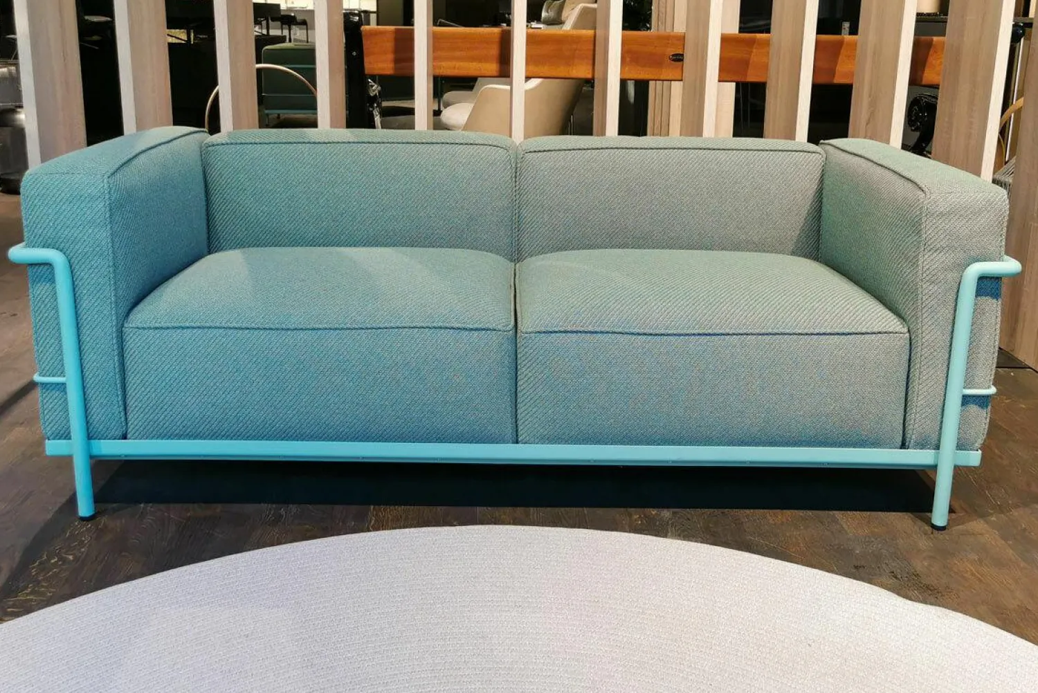 Cassina Loungemöbel|Outdoor Sofa LC3 Stoff Kimo Outdoor Smeraldo Grün Gestell Stahl Grün