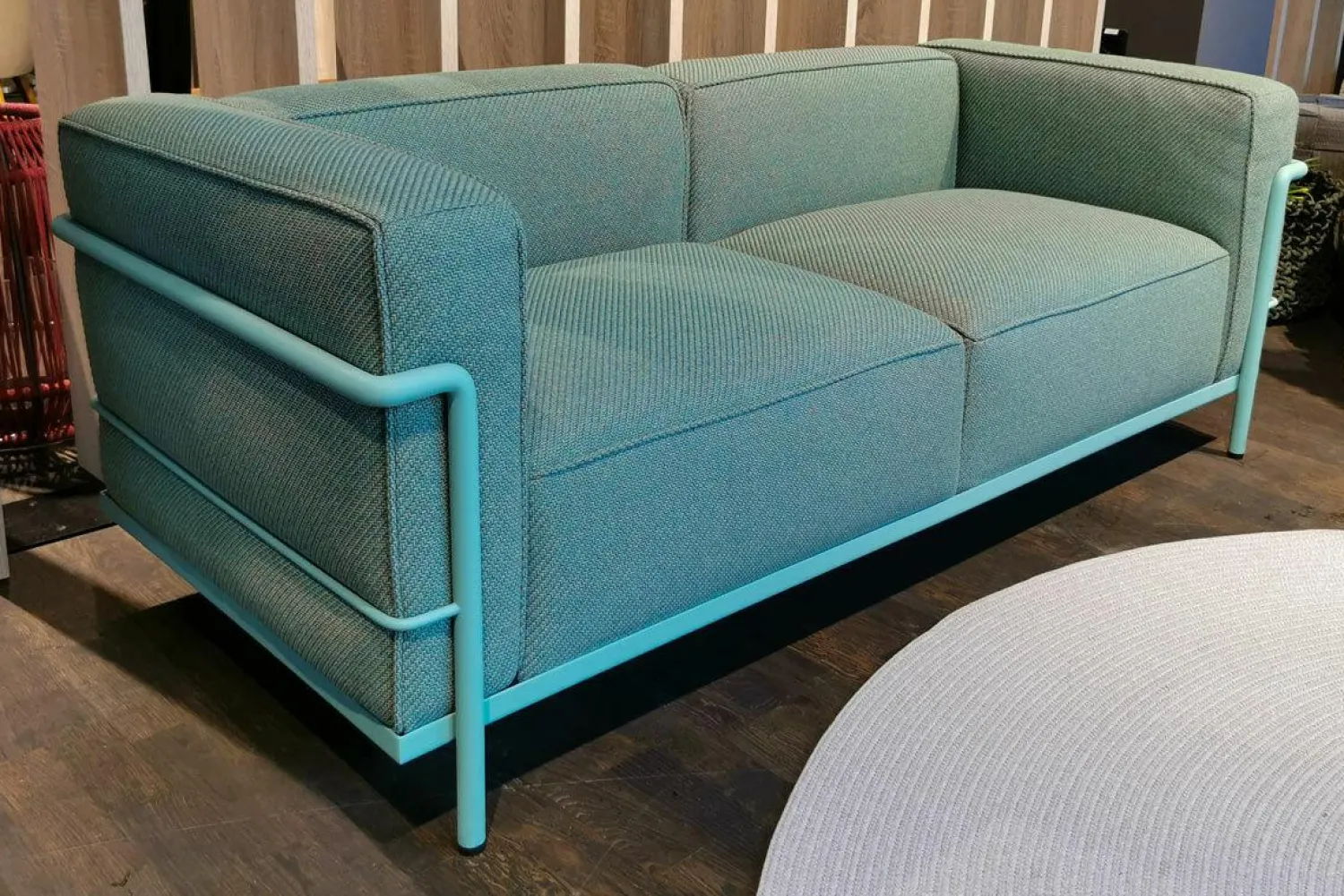 Cassina Loungemöbel|Outdoor Sofa LC3 Stoff Kimo Outdoor Smeraldo Grün Gestell Stahl Grün