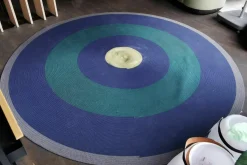 Cassina Teppiche|Outdoor Teppich 300x300 Circus Handgewebtes Polypropylen-Seil Dunkelblau Dunkelgrün Gelb