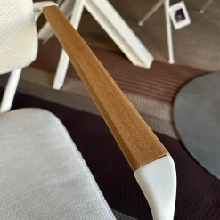 Royal Botania Essgruppen|Outdoorgruppe Tisch Traverse Platte Teakholz 4 Stühle Exes Bezug Stoff Creme Gestell Aluminium Weiß