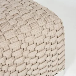 Flexform Hocker & Sitzsäcke|Outdoorhocker Phuket Geflecht Kordel Beige Füße Elektropoliert