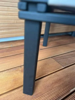 COR Loungemöbel|Outdoorsessel Farmer Bezug Stoff Weiß Grau Massivholzgestell Schwarz Geölt