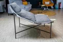 Rolf Benz Loungesessel|Outdoor-Sessel Jackout Stoff 20 462 Graublau Gestell Metall Anthrazit Pulverbeschichtet Inklusive Hocker