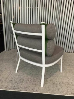 Kettal Loungemöbel|Outdoorsessel Roll Bezug 289 Fog Lamindo und 039 Green Stripe Gestell 721 Chalk