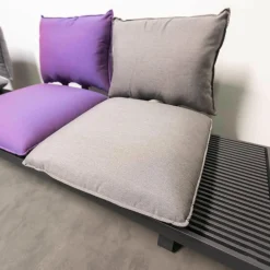 Weiß Loungemöbel|Outdoorsofa Feinstruktur Eleganz Graphit Mit 3 Kissensets Und 1 Armkissen