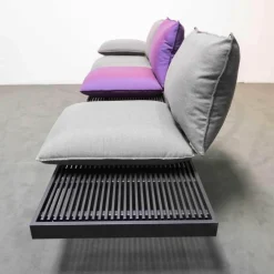 Weiß Loungemöbel|Outdoorsofa Feinstruktur Eleganz Graphit Mit 3 Kissensets Und 1 Armkissen