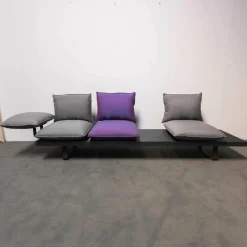 Weiß Loungemöbel|Outdoorsofa Feinstruktur Eleganz Graphit Mit 3 Kissensets Und 1 Armkissen