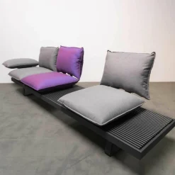 Weiß Loungemöbel|Outdoorsofa Feinstruktur Eleganz Graphit Mit 3 Kissensets Und 1 Armkissen