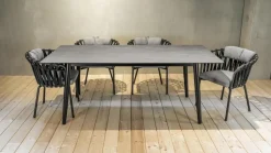 Varaschin Essgruppen|Outdoortischgruppe Ellisse HPL Ardesia Schwarz Gestell Schwarz Mit 4 Stühlen Emmacross