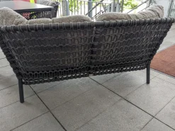 Cane Line Loungemöbel|Outdoosofa Ocean Large 2 Sitzer Geflecht Soft Rope Dark Grey Dunkelgrau Kissensatz Stoff Wove Grau Gestell Aluminium Pulverbeschichtet Grau
