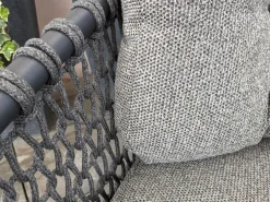 Cane Line Loungemöbel|Outdoosofa Ocean Large 2 Sitzer Geflecht Soft Rope Dark Grey Dunkelgrau Kissensatz Stoff Wove Grau Gestell Aluminium Pulverbeschichtet Grau