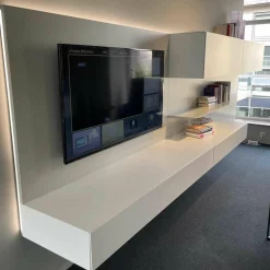 Kettnaker Wohnwände & Tv-Lowboards|Paneelwand Alea Lack Weiß Mit Beleuchtung Und Glas Einlegeböden