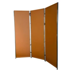 B&B Italia Vitrinen & Highboards|Paravent Quiet Lines Leder Gamma 370 Terra Braun Gestell Nickel Bronzefarben Lackiert