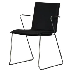 Thonet Einzelstühle|Polsterarmlehnstuhl S182 PFST Bezug Cava3 Schwarz Sitzschale Formholz Buche Schwarz