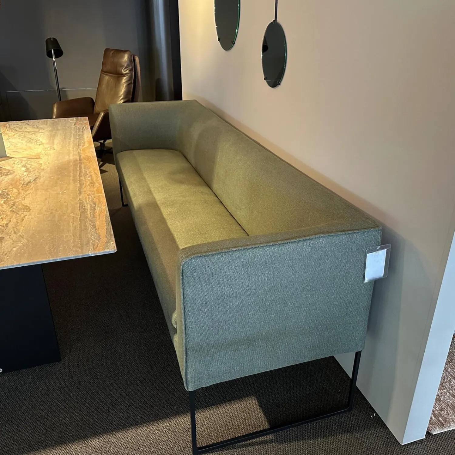 COR Bänke|Polsterbank Mell 11243 Stoff 8303 Schilfgrün Metallgestell Schwarz Pulverbeschichtet Inklusive Kunststoffgleiter