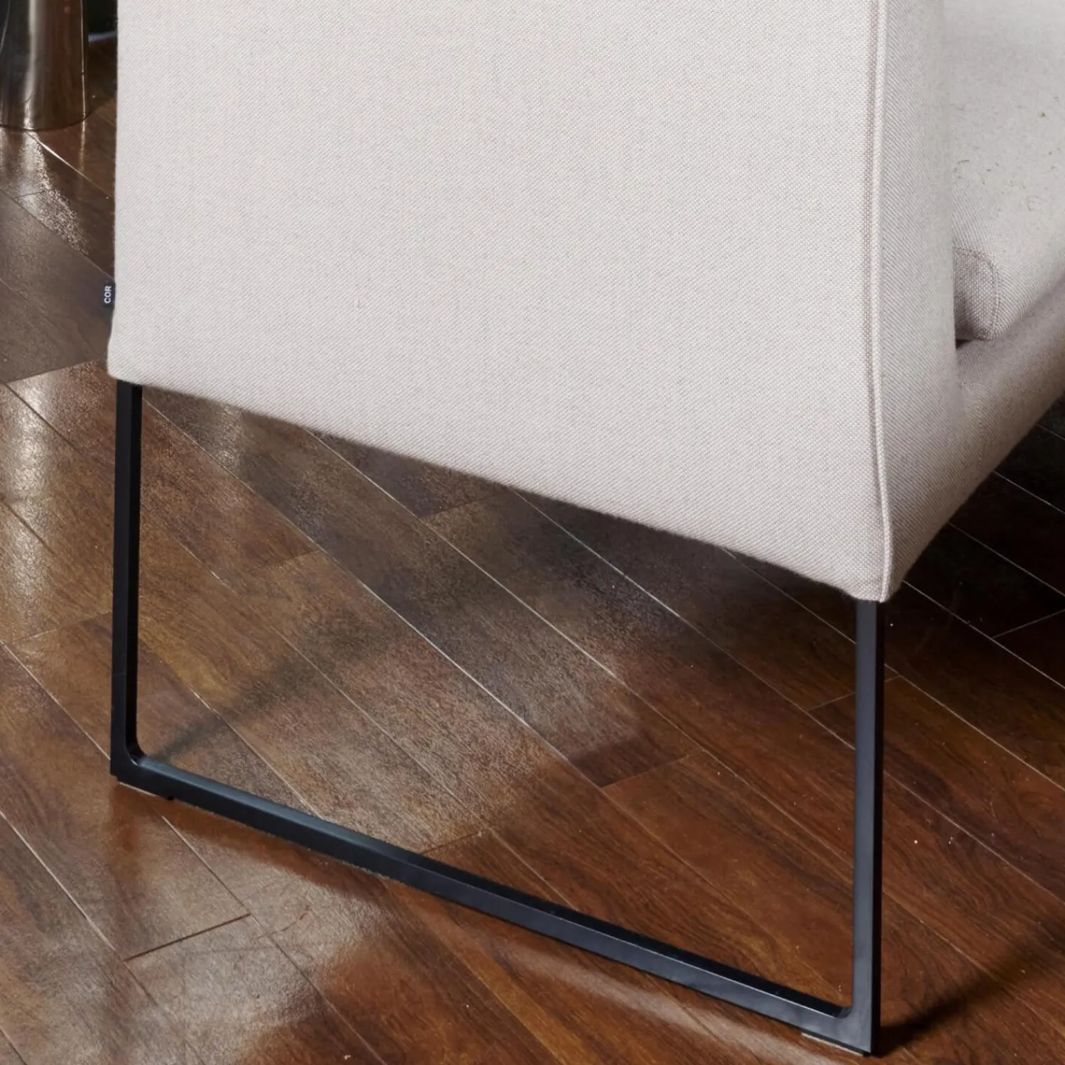 COR Bänke|Polsterbank Mell Mit Kissen Stoff 9717 Kiesel Metallgestell Pulver Schwarz