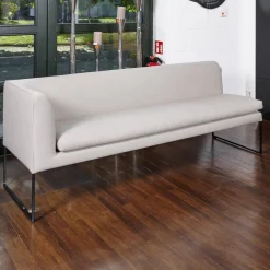 COR Bänke|Polsterbank Mell Mit Kissen Stoff 9717 Kiesel Metallgestell Pulver Schwarz