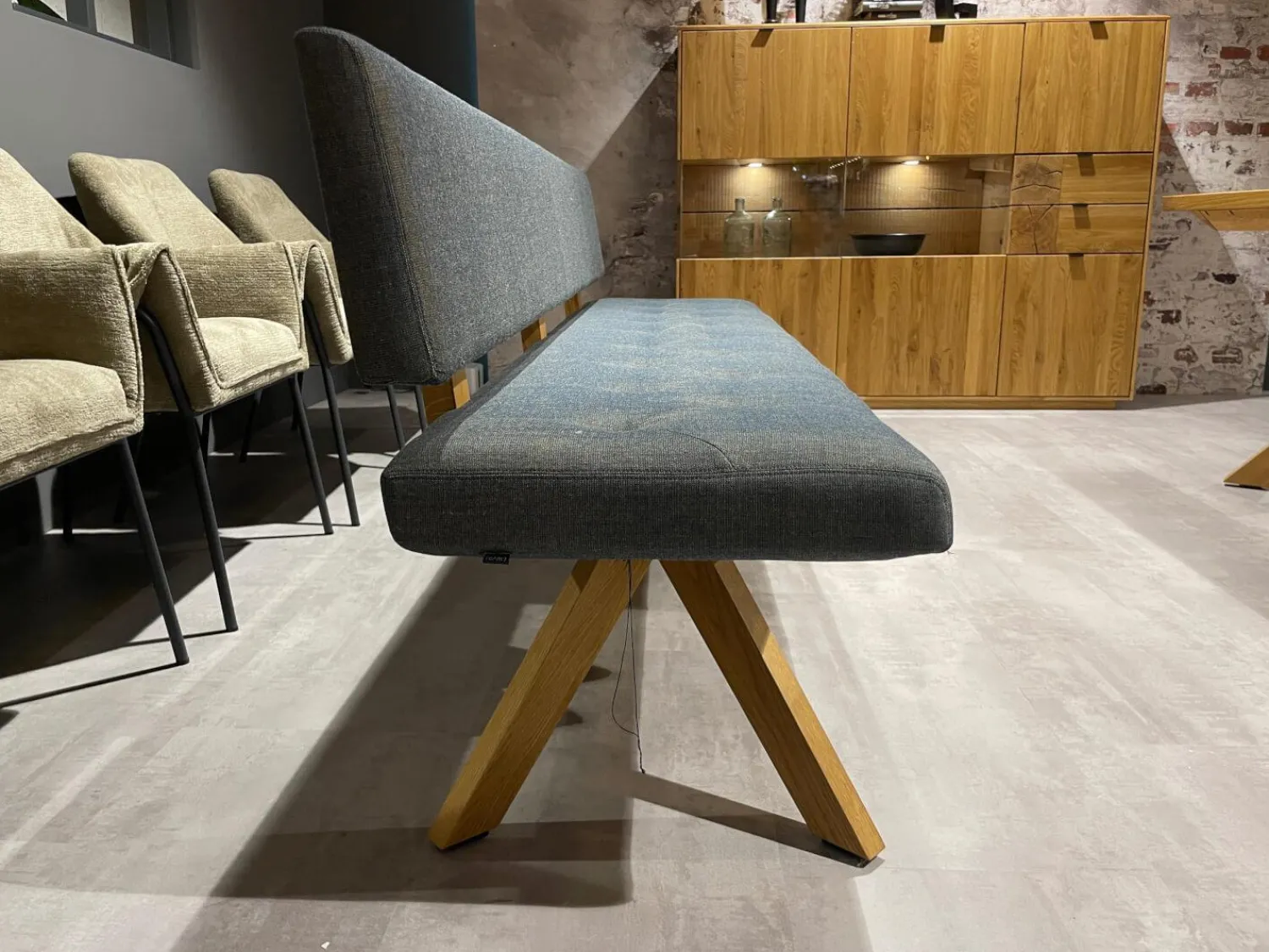 Team 7 Bänke|Polsterbank Yps BYS 21 PO R Stoff Canvas 734 Grau Gestell Eiche Naturöl 2407