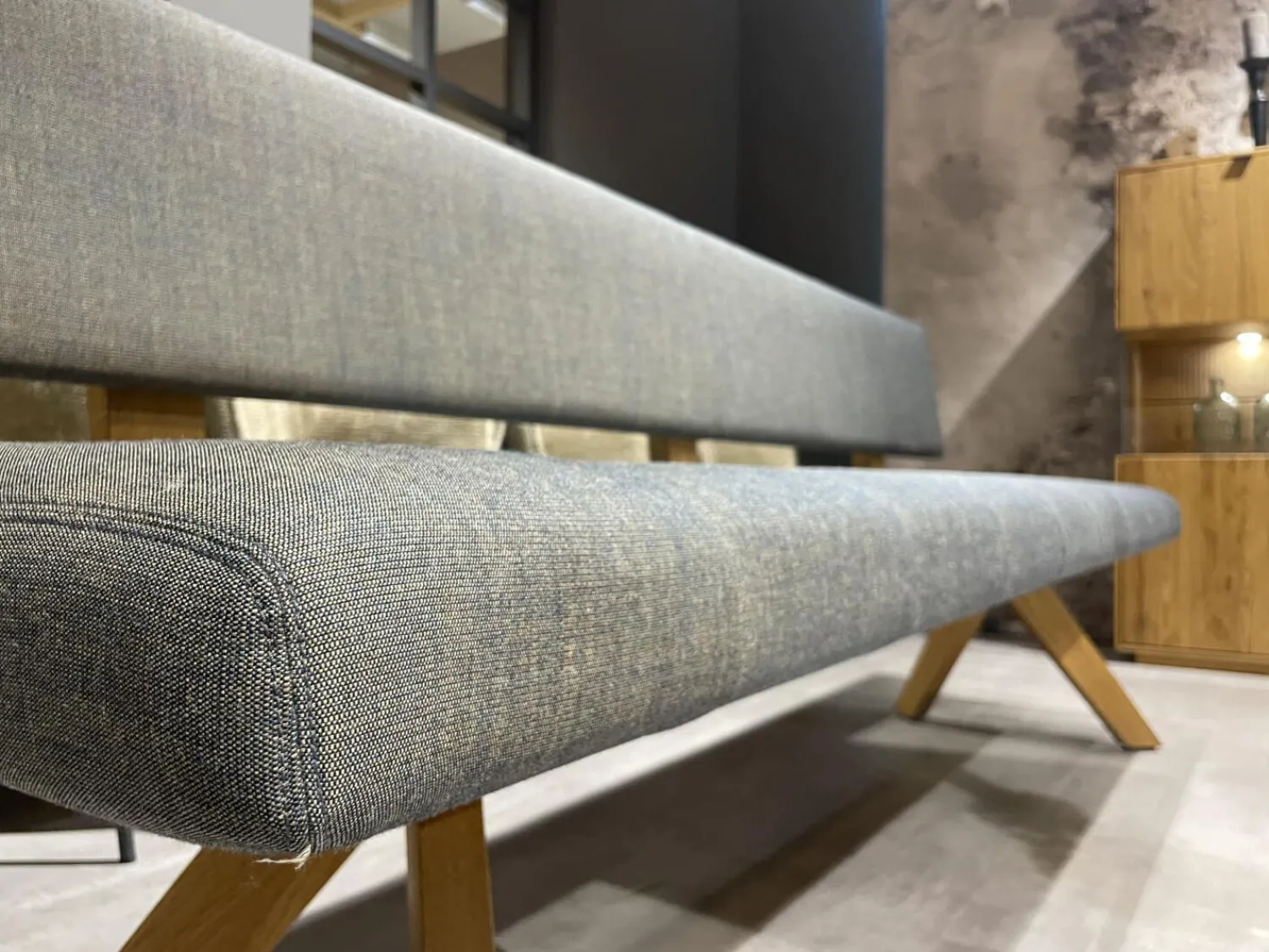 Team 7 Bänke|Polsterbank Yps BYS 21 PO R Stoff Canvas 734 Grau Gestell Eiche Naturöl 2407