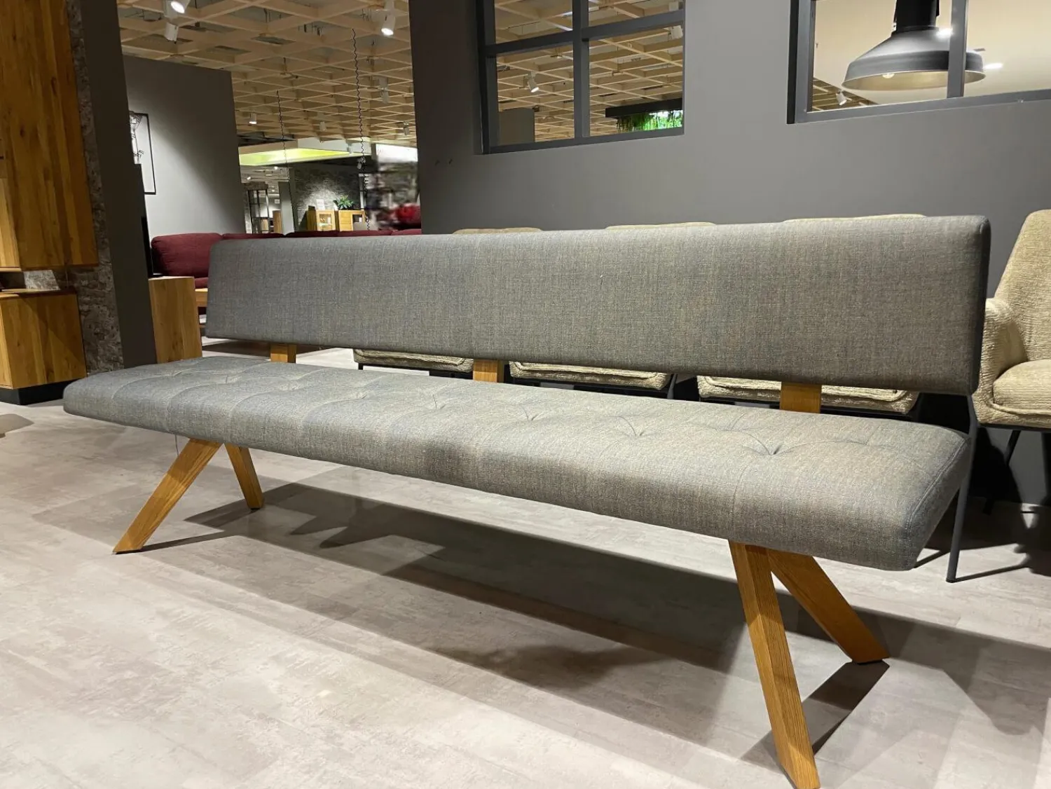 Team 7 Bänke|Polsterbank Yps BYS 21 PO R Stoff Canvas 734 Grau Gestell Eiche Naturöl 2407