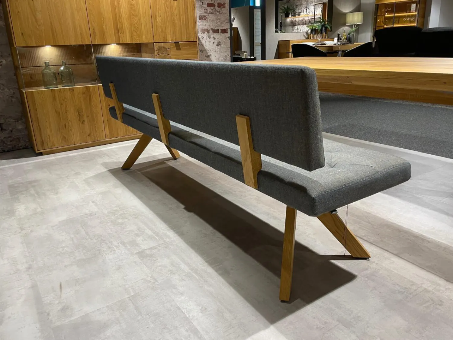 Team 7 Bänke|Polsterbank Yps BYS 21 PO R Stoff Canvas 734 Grau Gestell Eiche Naturöl 2407