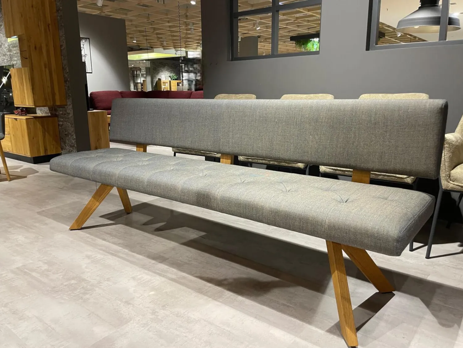 Team 7 Bänke|Polsterbank Yps BYS 21 PO R Stoff Canvas 734 Grau Gestell Eiche Naturöl 2407