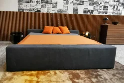 Möller Design Polsterbetten|Polsterbett Brian Kopfteil A Niedrig Leder Novara 0523 Black Off Schwarz Fußplatte Holz Schwarz