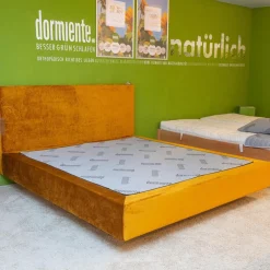 Dormiente Polsterbetten|Polsterbett Clia 2 Basisbezug Stoff Max Cotton Natur 061 Dekobezug Glenville Honey F1872 36 Gelb Orange Füße Buche Geölt Ohne Matratze Ohne Lattenrost