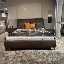 Hukla Polsterbetten|Polsterbett Heaven Leder Galero Nougat Braun Metallfuß Schwarz Inklusive Matratzen