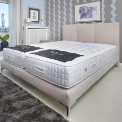 Treca Interiors Polsterbetten|Polsterbett Kate Stoff Hot Madison 072 Beige Creme Füße Chrom mit Matratzen