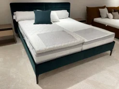 Möller Design Polsterbetten|Polsterbett Pad Stoff Harald 2 982 Dunkelgrün Rücken Echt Metallfuß NY Schwarz Ohne Matratzen Ohne Lattenrost