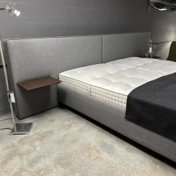 Schramm Polsterbetten|Polsterbett Paio Stoff Mirage Graublau Mit Matratzen Und Motorischer Verstellung