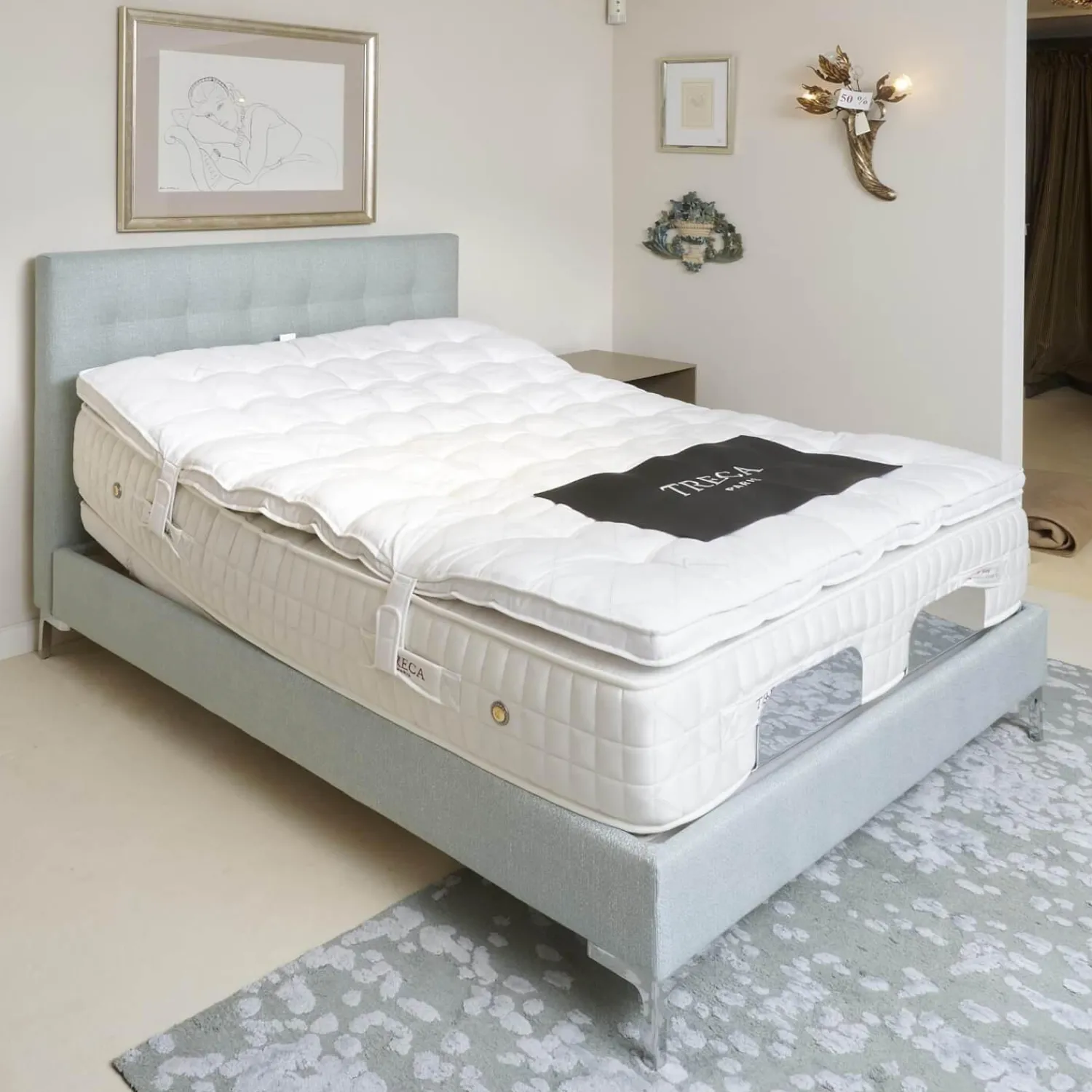 Treca Interiors Polsterbetten|Polsterbett Super Cad Stoff Gio Lune 009 Türkis mit Matratzen