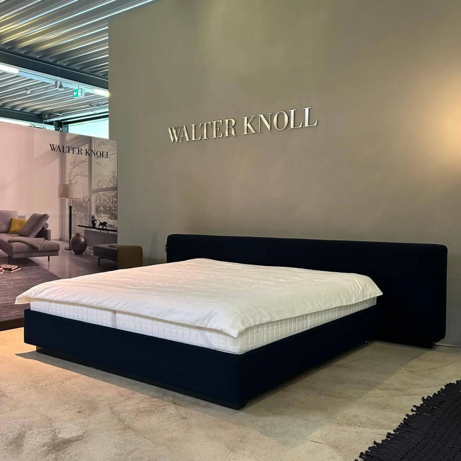 Walter Knoll Polsterbetten|Polsterbett Yuuto 810 200 Stoff Hearth Undersea Schwarz Sockel Schwarz Mit Überstand ohne Matratze ohne Lattenrost