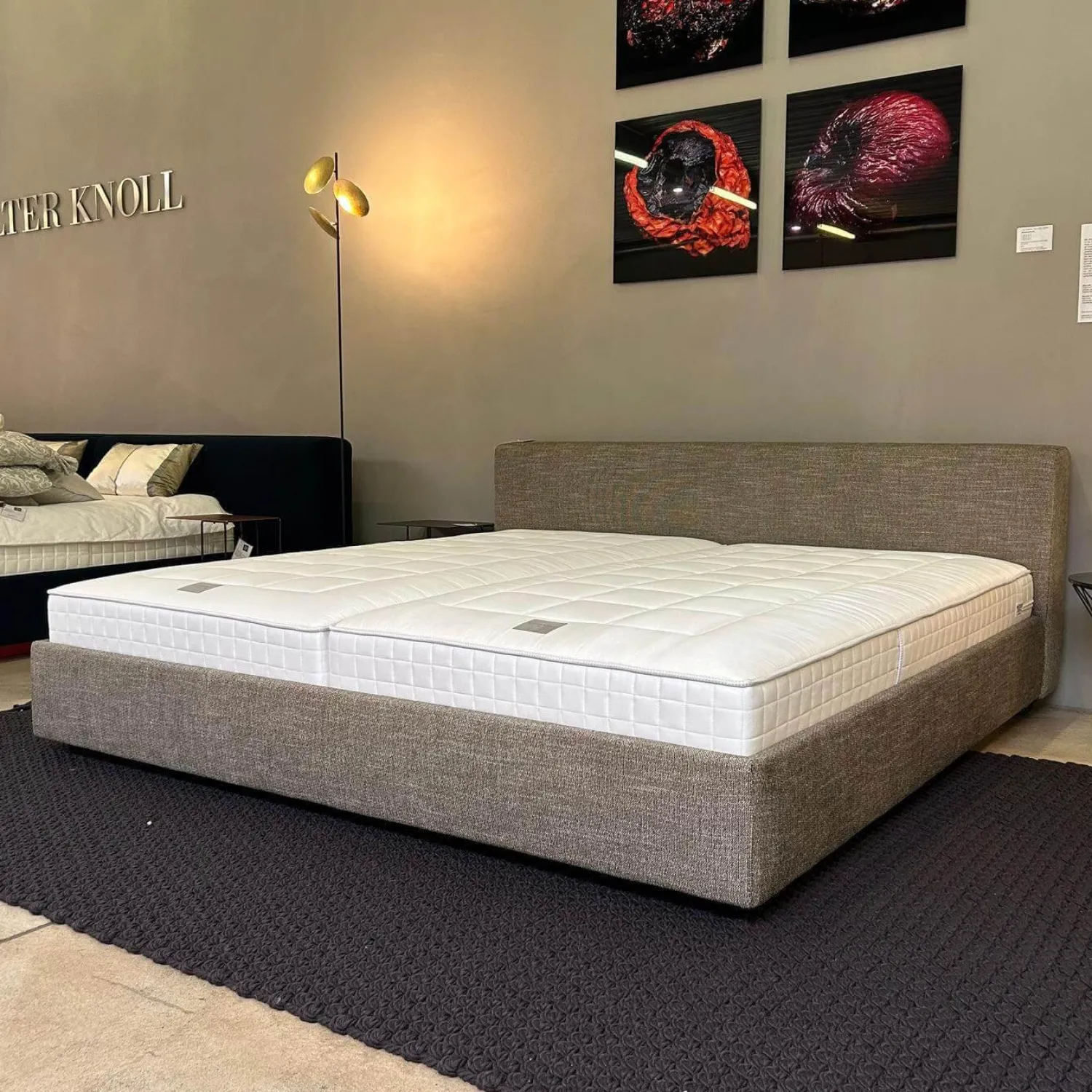 Walter Knoll Polsterbetten|Polsterbett Yuuto 810 200 Stoff Tio 0301 Grau Braun Sockel Schwarz ohne Matratze ohne Lattenrost