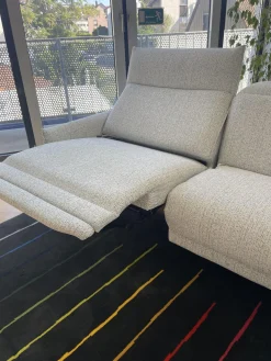 Rom Ecksofas|Polstereckgruppe Vitis CL280 Stoff Ancona Sky Grau Blau Fuß Schwarz Inklusive Motorischer Relaxfunktion