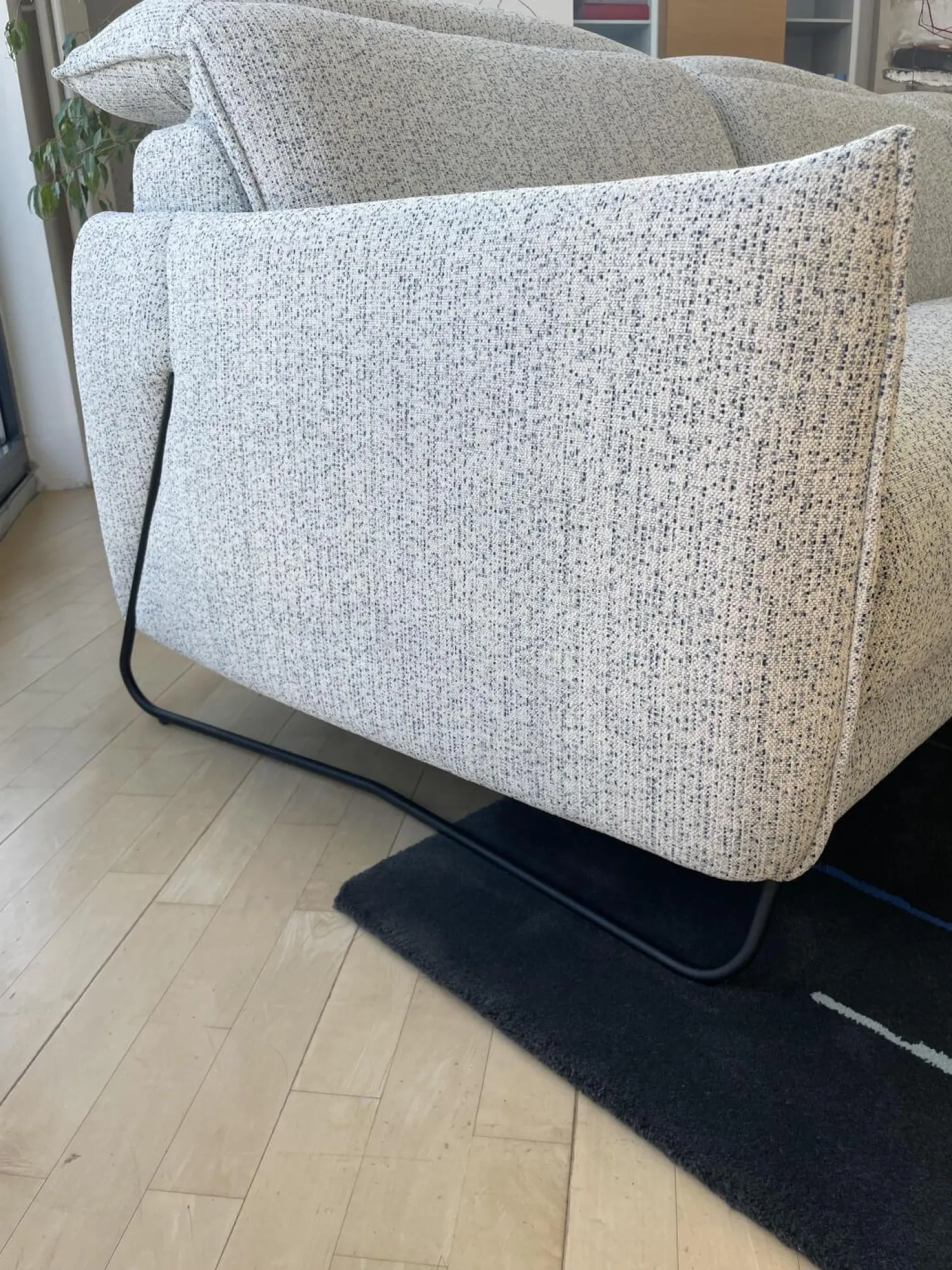 Rom Ecksofas|Polstereckgruppe Vitis CL280 Stoff Ancona Sky Grau Blau Fuß Schwarz Inklusive Motorischer Relaxfunktion