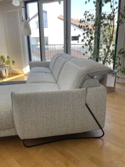 Rom Ecksofas|Polstereckgruppe Vitis CL280 Stoff Ancona Sky Grau Blau Fuß Schwarz Inklusive Motorischer Relaxfunktion